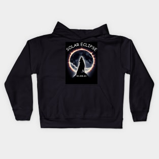 View Totality April 8 2024 Astronomy wolf Howls Solar Eclipse Kids Hoodie